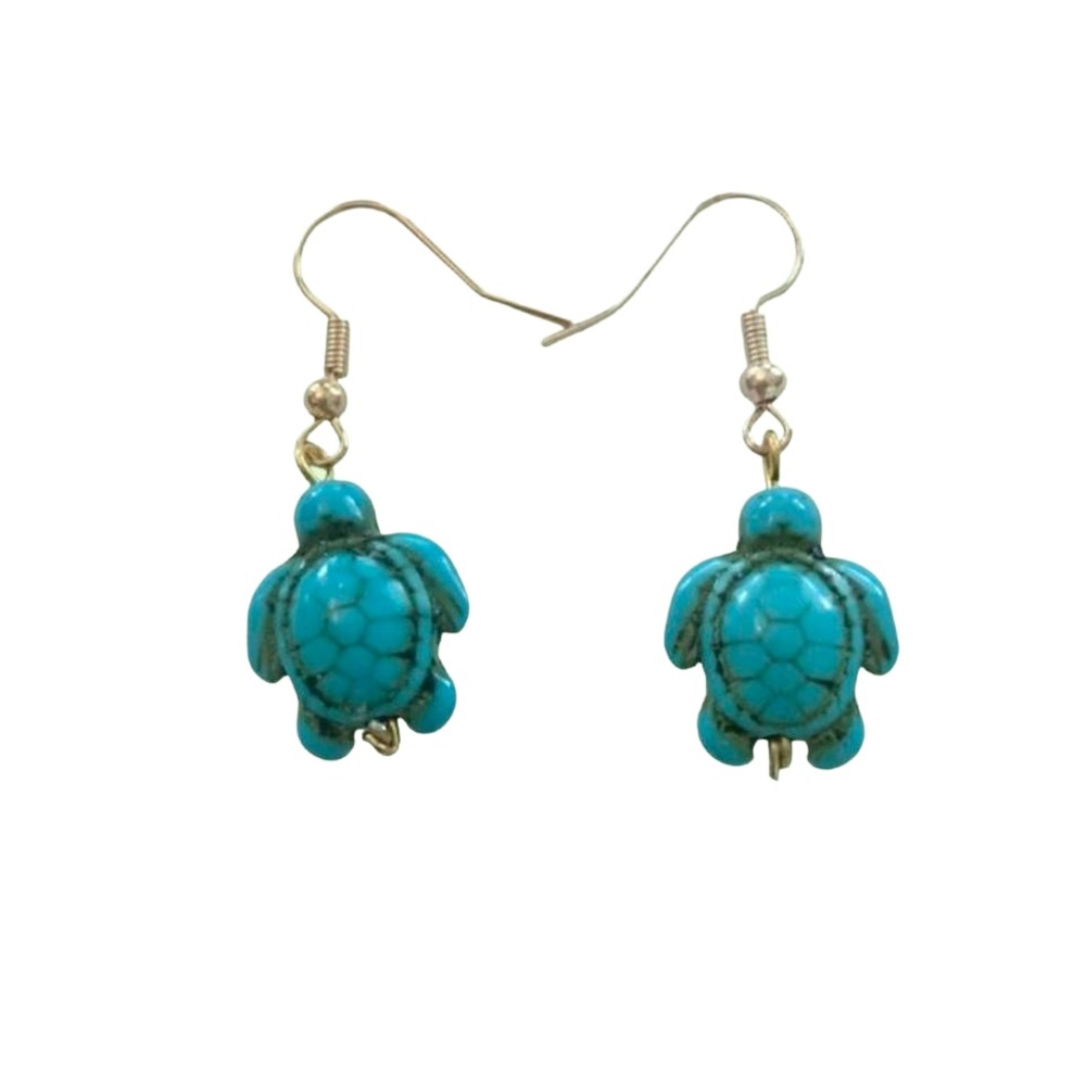 Blue Sea Turtle Drop Earrings